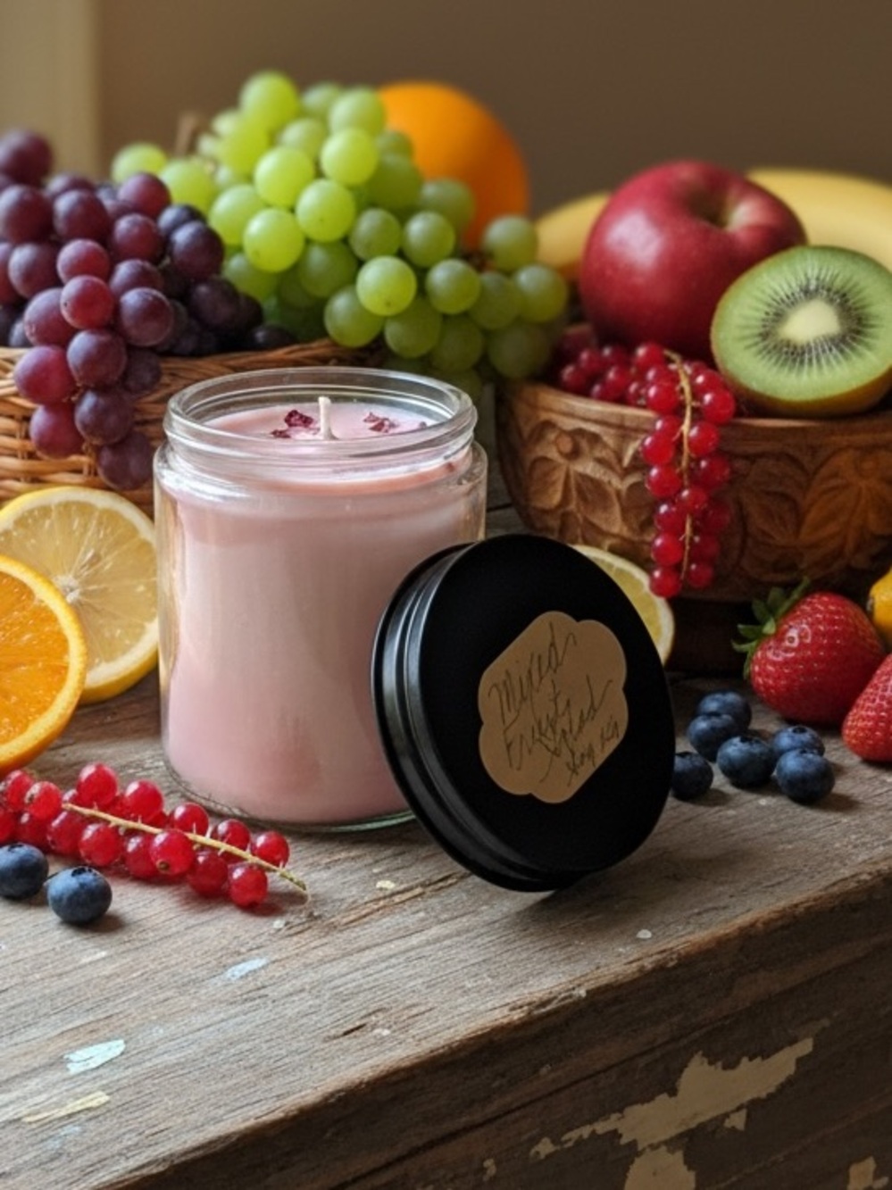 Handmade handpoured Mixed Fruit 8oz Soy Pink Scented Jar Candle -Fruity Vibe
NWT